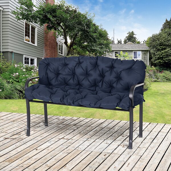 Outsunny Polštář na Lavici pro 3 Osoby 150 x 98 x 8 cm Sedací Polštář s Popruhy Zádový Polštář pro Interiéry/Exteriéry Čalounění na Lavici Zahradní La