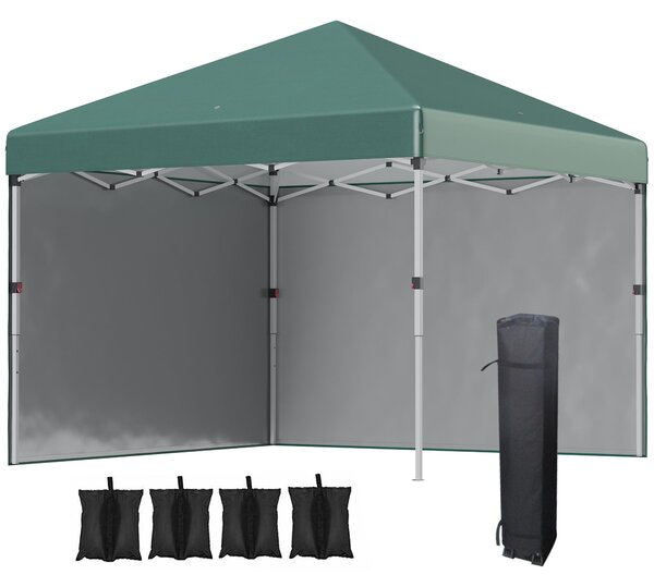 Pavilon Outsunny přibližně 3x3m, voděodolný stabilní skladný pop-up stan s 2 bočními stěnami, UV 30+ ochrana, skládací party stan s taškou, zahradní p