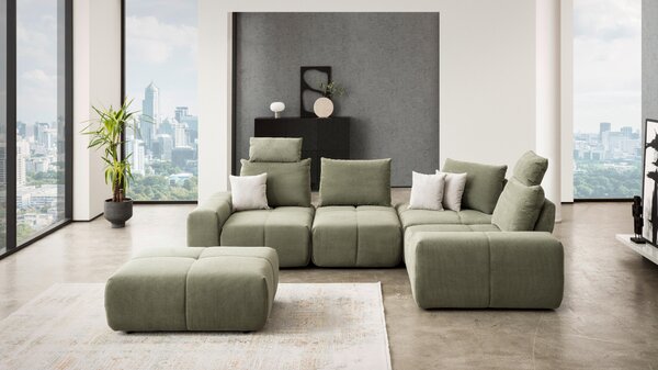 SEDACÍ SOUPRAVA, textil, olivově zelená Xora - Sedací soupravy