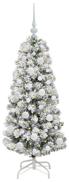 Umělý Skládací Vánoční Strom 150 LED Zelená a bílá 120 cm 3395580