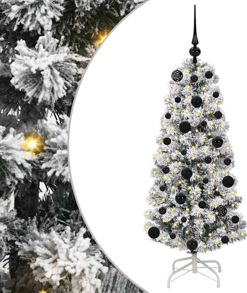 Umělý Skládací Vánoční Strom 150 LED Zelená a bílá 120 cm 3395578