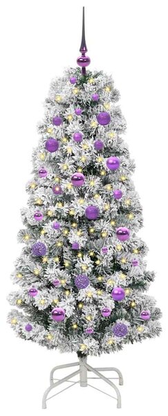 Umělý Skládací Vánoční Strom 150 LED Zelená a bílá 150 cm 3395592