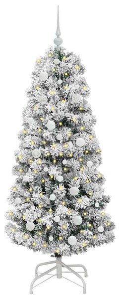 Umělý Skládací Vánoční Strom 150 LED Zelená a bílá 150 cm 3395589