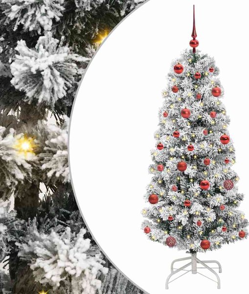 Umělý Skládací Vánoční Strom 150 LED Zelená a bílá 150 cm 3395586