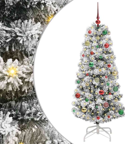 Umělý Skládací Vánoční Strom 150 LED Zelená a bílá 150 cm 3395594
