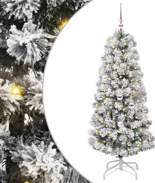 Umělý Skládací Vánoční Strom 150 LED Zelená a bílá 150 cm 3395588