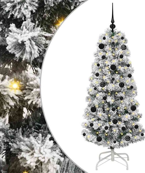 Umělý Skládací Vánoční Strom 150 LED Zelená a bílá 150 cm 3395587