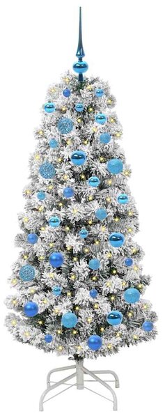 Umělý Skládací Vánoční Strom 150 LED Zelená a bílá 150 cm 3395593