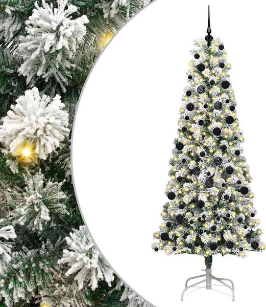 Umělý Skládací Vánoční Strom 300 LED Zelená a bílá 240 cm 3395614