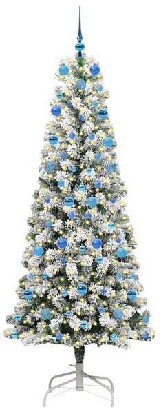 Umělý Skládací Vánoční Strom 300 LED Zelená a bílá 210 cm 3395611