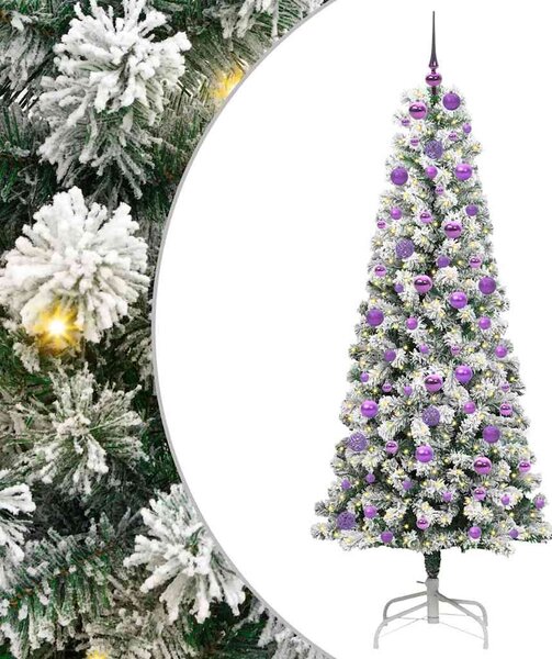 Umělý Skládací Vánoční Strom 300 LED Zelená a bílá 180 cm 3395601