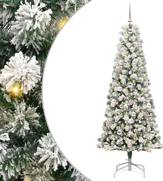 Umělý Skládací Vánoční Strom 300 LED Zelená a bílá 180 cm 3395597