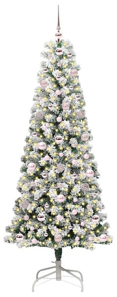 Umělý Skládací Vánoční Strom 300 LED Zelená a bílá 180 cm 3395597