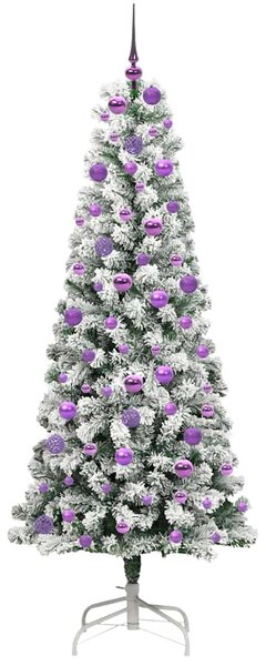 Umělý Skládací Vánoční Strom 300 LED Zelená a bílá 180 cm 3395601