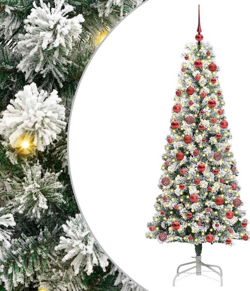 Umělý Skládací Vánoční Strom 300 LED Zelená a bílá 180 cm 3395595