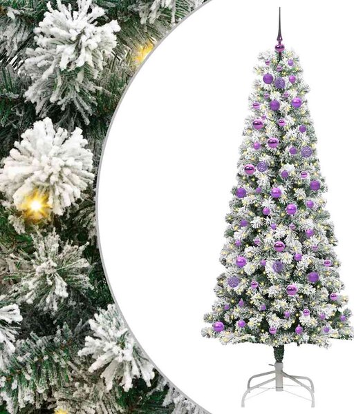 Umělý Skládací Vánoční Strom 300 LED Zelená a bílá 210 cm 3395610