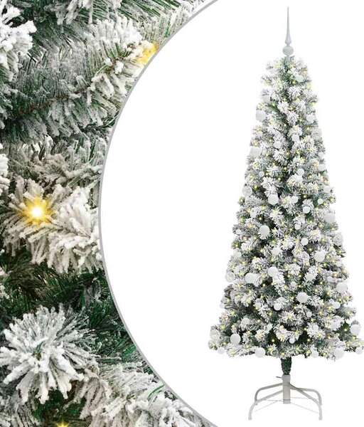 Umělý Skládací Vánoční Strom 300 LED Zelená a bílá 180 cm 3395598
