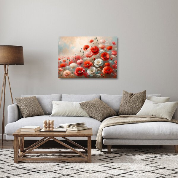 Skleněný obraz - Malba vlčích máků (70x50 cm)