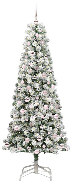 Umělý Skládací Vánoční Strom 300 LED Zelená a bílá 210 cm 3395606