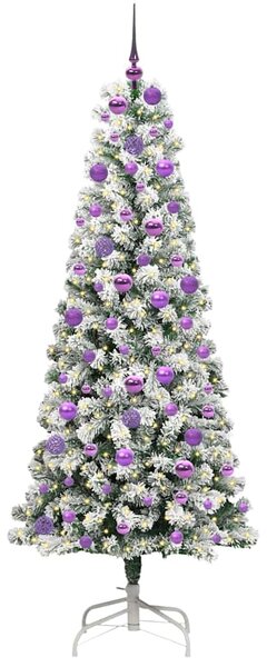 Umělý Skládací Vánoční Strom 300 LED Zelená a bílá 180 cm 3395601