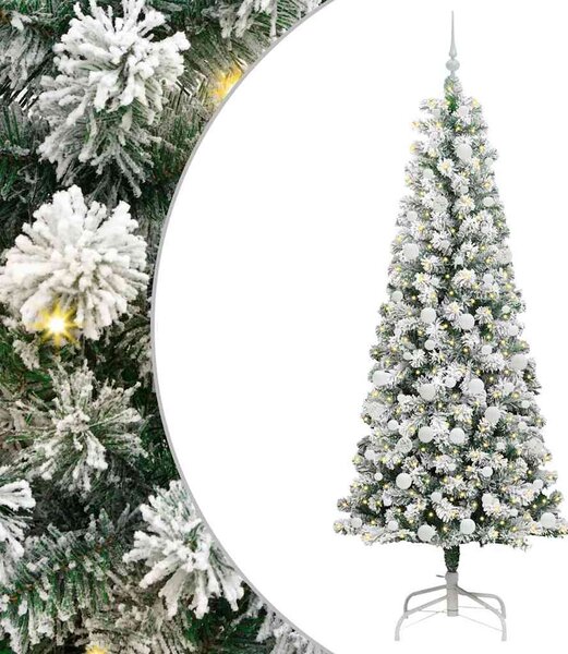 Umělý Skládací Vánoční Strom 300 LED Zelená a bílá 210 cm 3395607