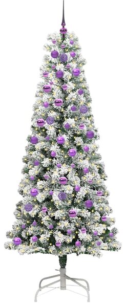 Umělý Skládací Vánoční Strom 300 LED Zelená a bílá 210 cm 3395610