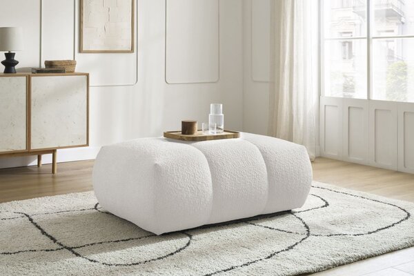 -25 % Dny MOMENTI– Bobochic Paris Bílá bouclé podnožka Fuji 112 x 80 cm