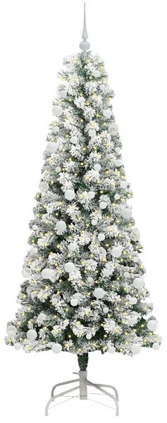 Umělý Skládací Vánoční Strom 300 LED Zelená a bílá 180 cm 3395598