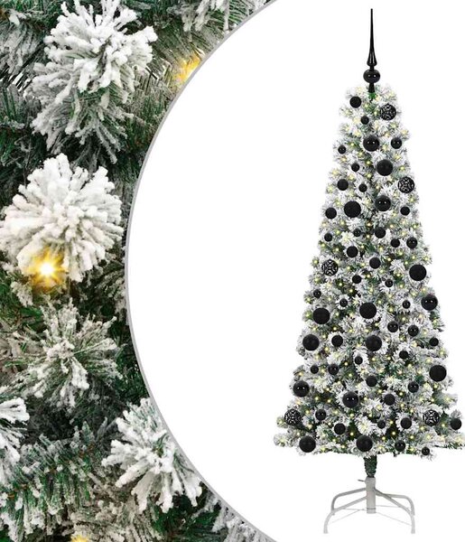 Umělý Skládací Vánoční Strom 300 LED Zelená a bílá 180 cm 3395596