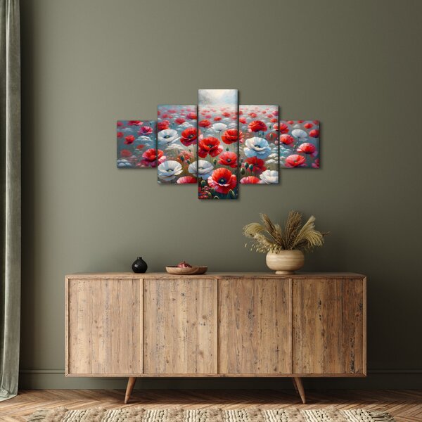 Obraz - Pole vlčích máků (125x70 cm)