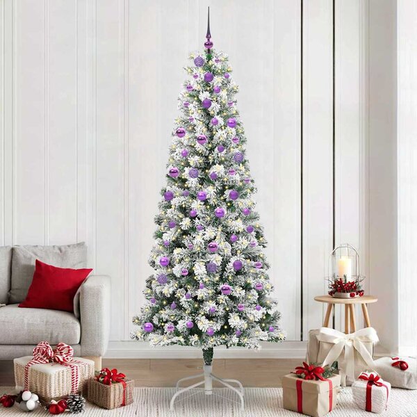 Umělý Skládací Vánoční Strom 300 LED Zelená a bílá 240 cm 3395619