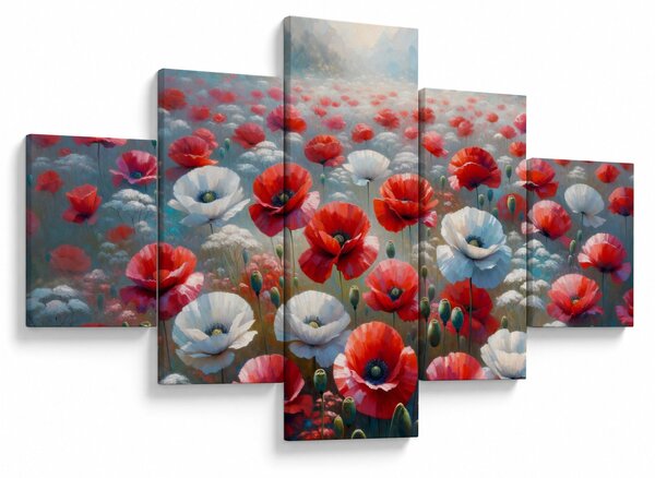Obraz - Pole vlčích máků (125x70 cm)