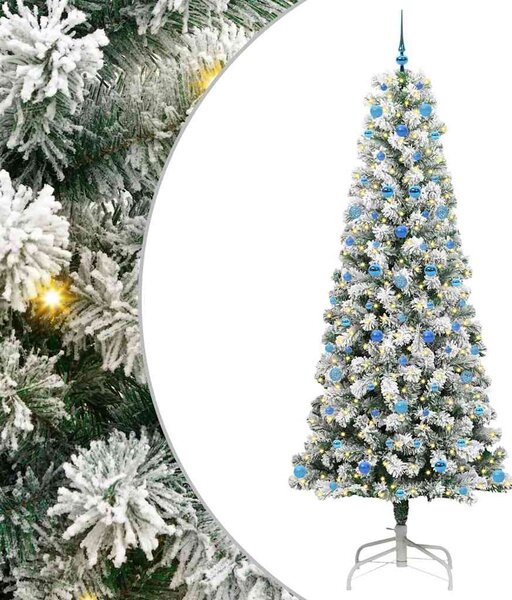 Umělý Skládací Vánoční Strom 300 LED Zelená a bílá 240 cm 3395620