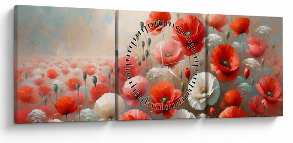Obraz - Malba vlčích máků (s hodinami) (90x30 cm)