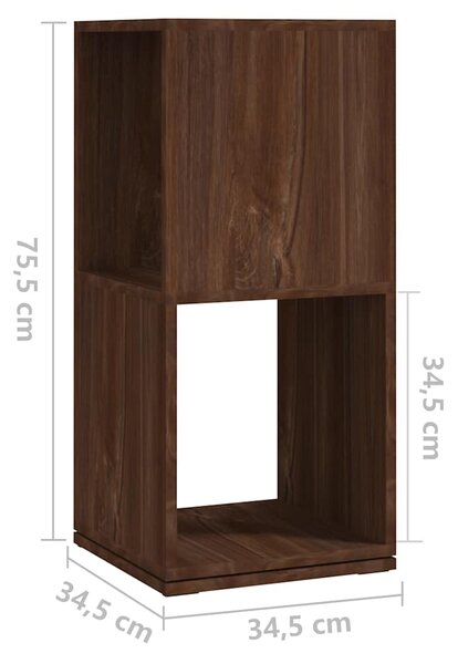 Otočná skříňka hnědý dub 34,5x34,5x75,5 cm kompozitní dřevo 339563