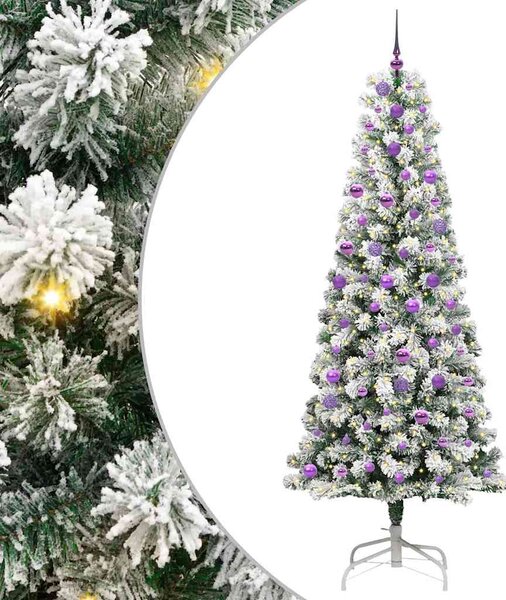 Umělý Skládací Vánoční Strom 300 LED Zelená a bílá 240 cm 3395619