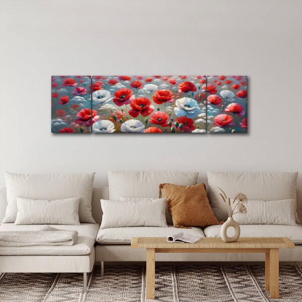 Obraz - Pole vlčích máků (170x50 cm)