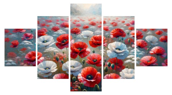 Obraz - Pole vlčích máků (125x70 cm)