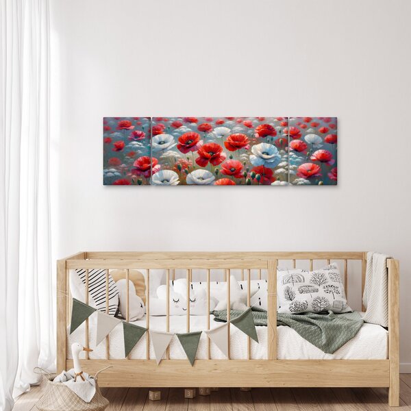 Obraz - Pole vlčích máků (170x50 cm)