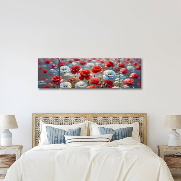 Obraz - Pole vlčích máků (170x50 cm)