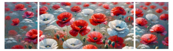 Obraz - Pole vlčích máků (170x50 cm)