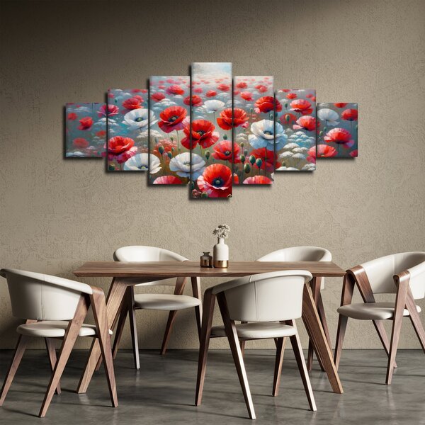 Obraz - Pole vlčích máků (210x100 cm)
