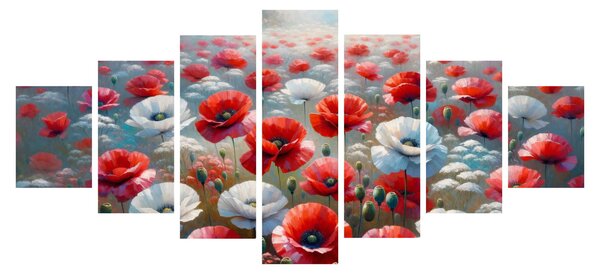 Obraz - Pole vlčích máků (210x100 cm)