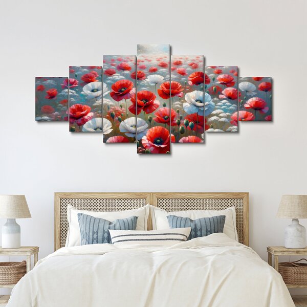 Obraz - Pole vlčích máků (210x100 cm)