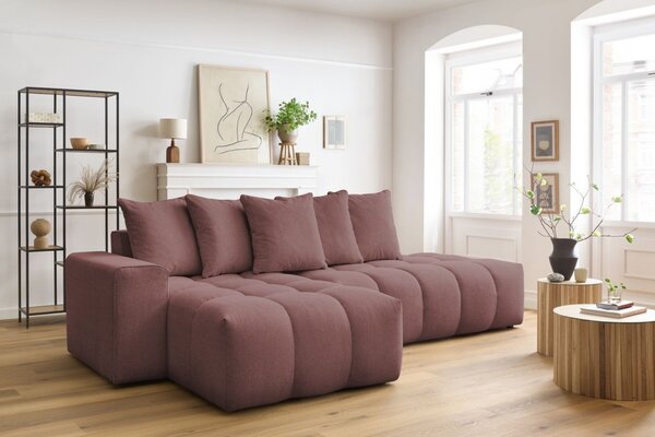-25 % Dny MOMENTI– Bobochic Paris Růžová rohová pohovka Mont-Blanc 313 cm, levá