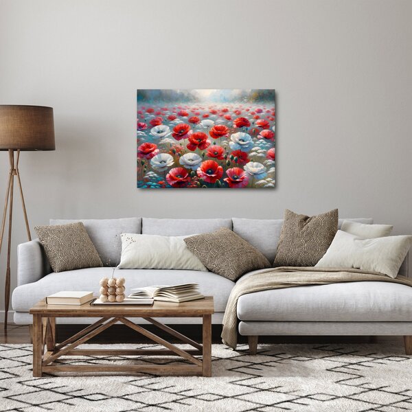 Obraz - Pole vlčích máků (70x50 cm)