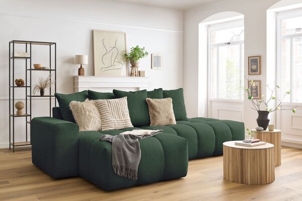 -25 % Dny MOMENTI– Bobochic Paris Zelená rohová pohovka Mont-Blanc 313 cm, levá