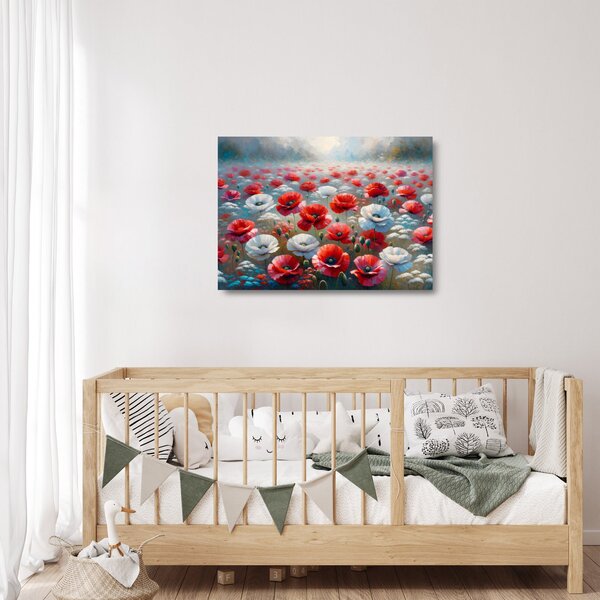 Skleněný obraz - Pole vlčích máků (70x50 cm)