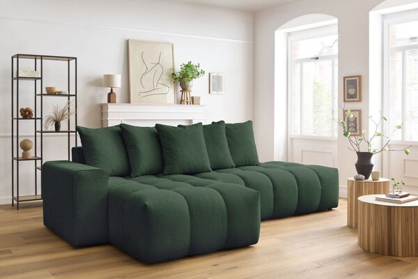 -25 % Dny MOMENTI– Bobochic Paris Zelená rohová pohovka Mont-Blanc 313 cm, levá