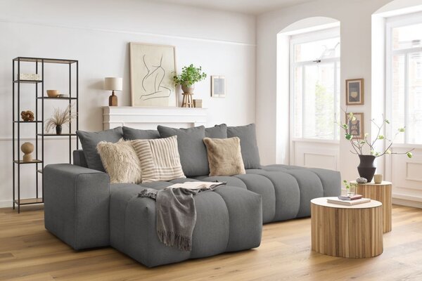 -25 % Dny MOMENTI– Bobochic Paris Tmavě šedá rohová pohovka Mont-Blanc 313 cm, levá